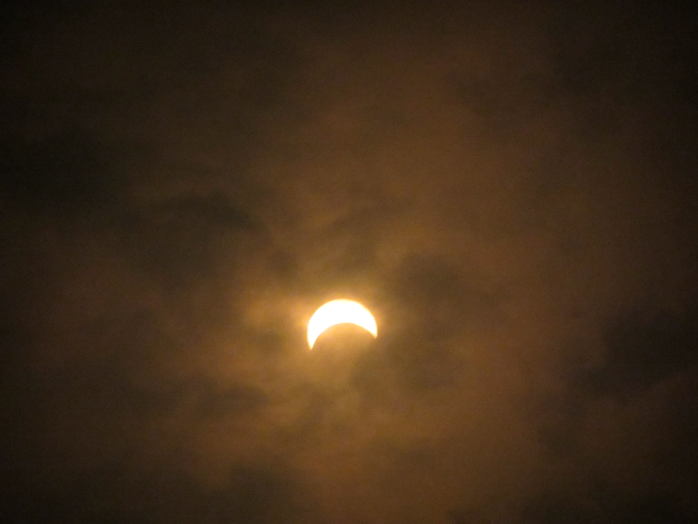 Eclipse with solar glasses filter (zoom 14x)